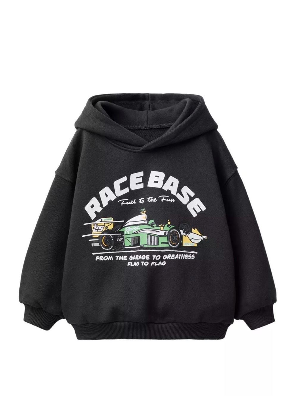 Zara Black Kids Hoodie with Racecar Graphic